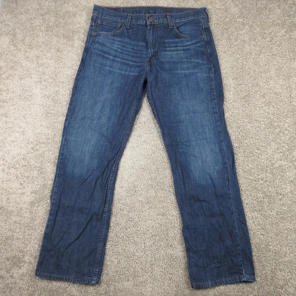 Levis Jeans Mens 34x32 Blue 569 Loose Straight Baggy Faded Whisker Denim Pants